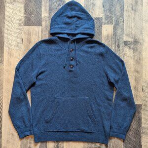 J. Crew Cashmere Sweater Hoodie Blue Knit Yarn Pullover Medium